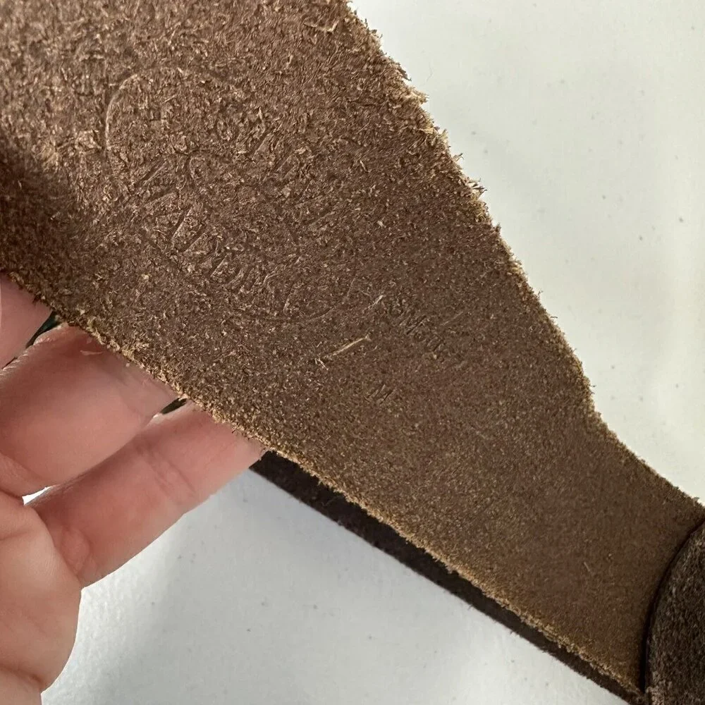 Steve Madden Belt Brown Suede Leather Brass Buckle‎ Rhinestone Size M